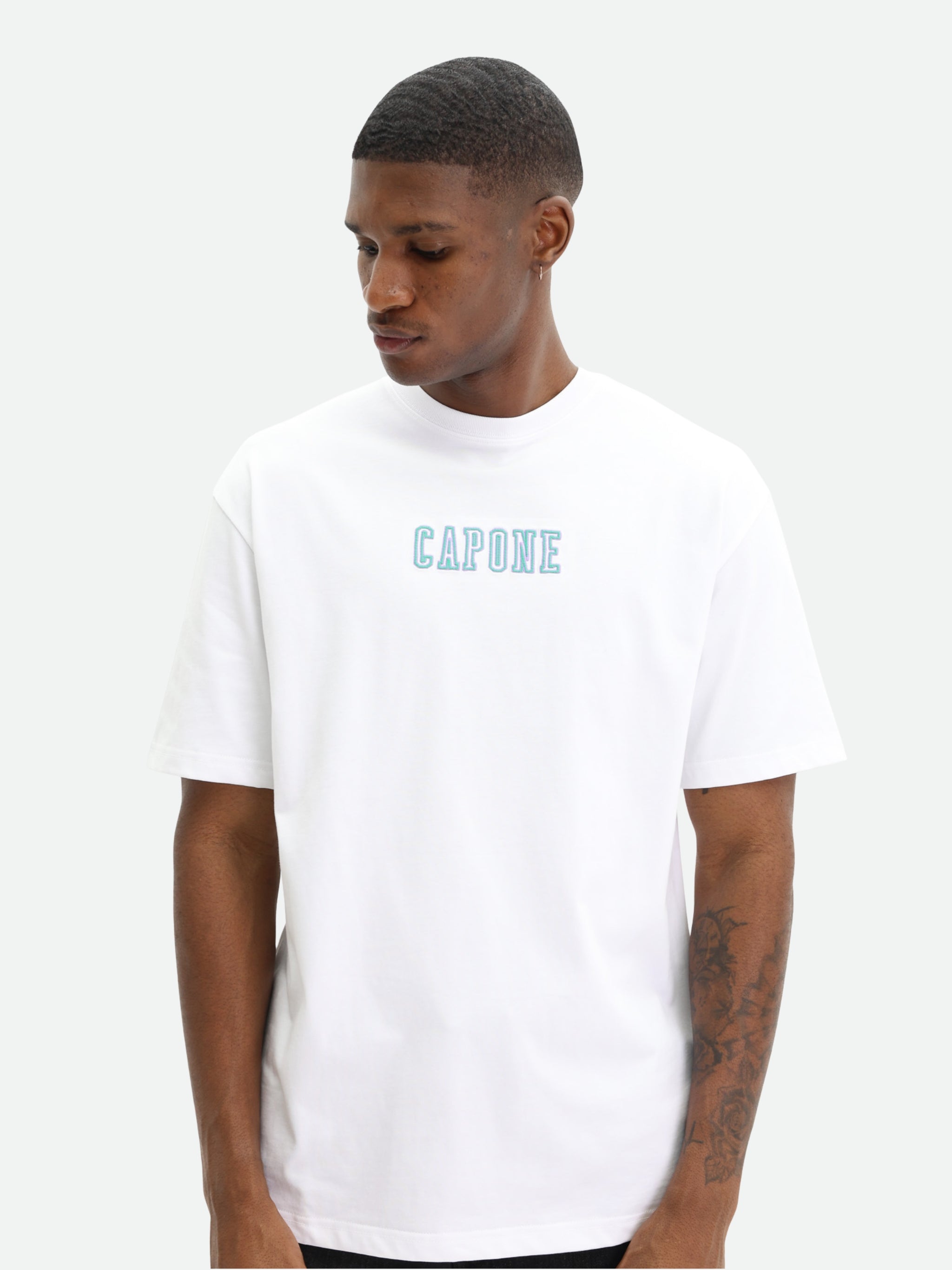 Capone T-Shirt Logo White-Aqua-Lilac