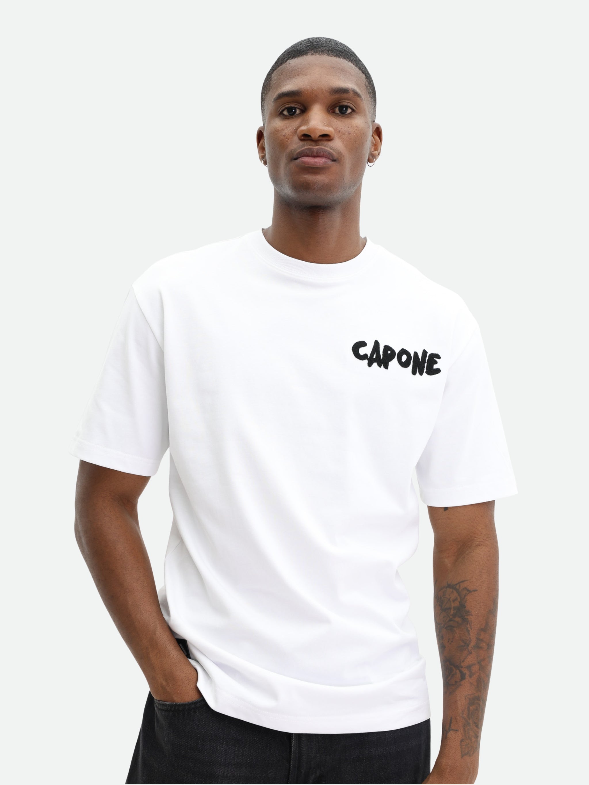Capone T-Shirt Corner Logo White-Black
