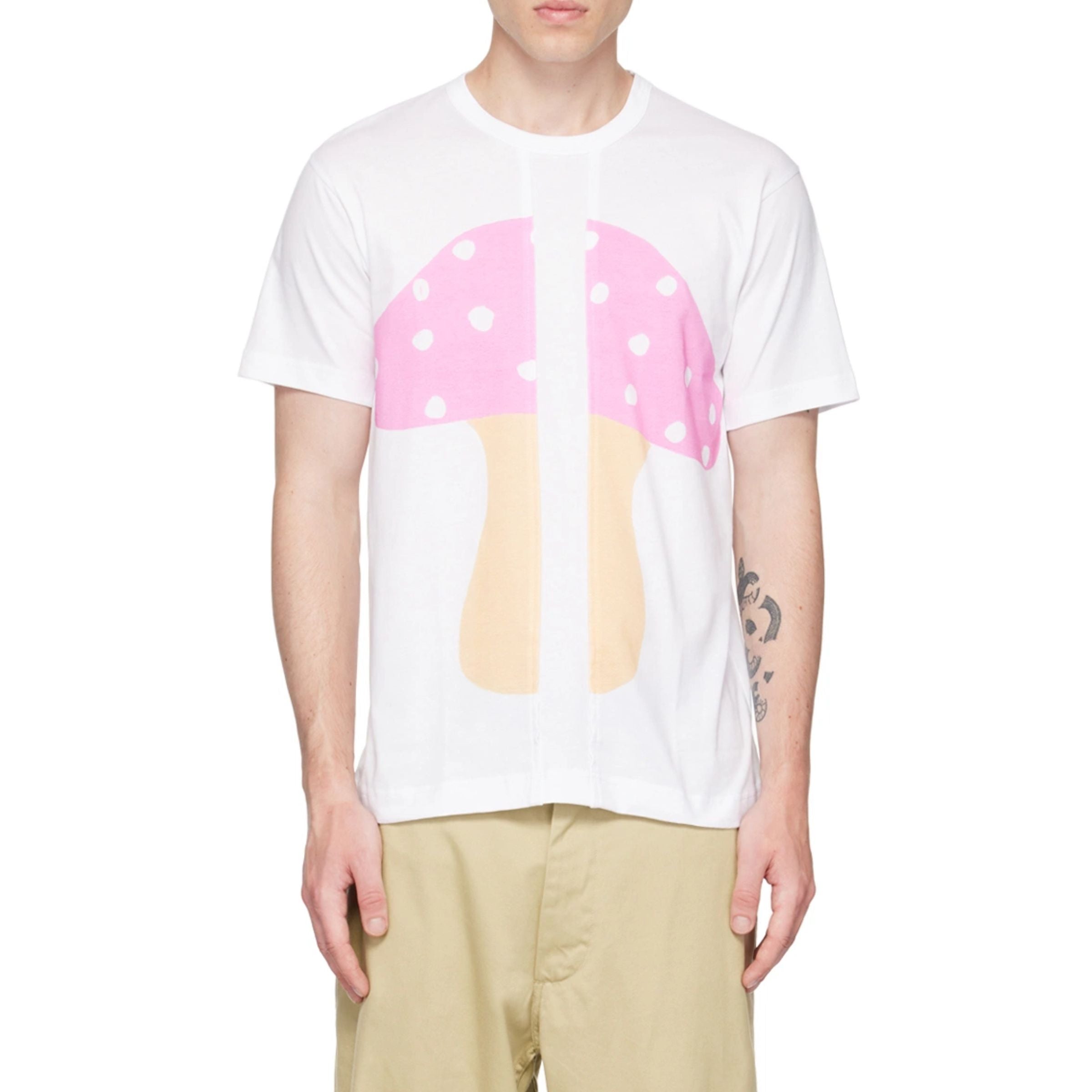 Comme Des Garcons T-Shirt Logo Mushroom White