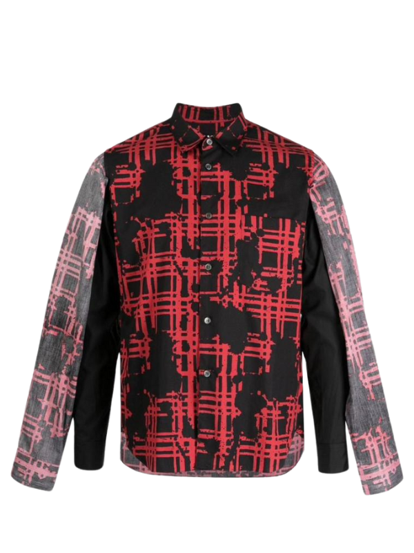 Comme Des Garcons Shirt Double Sleeve Graphic Print Black-Red