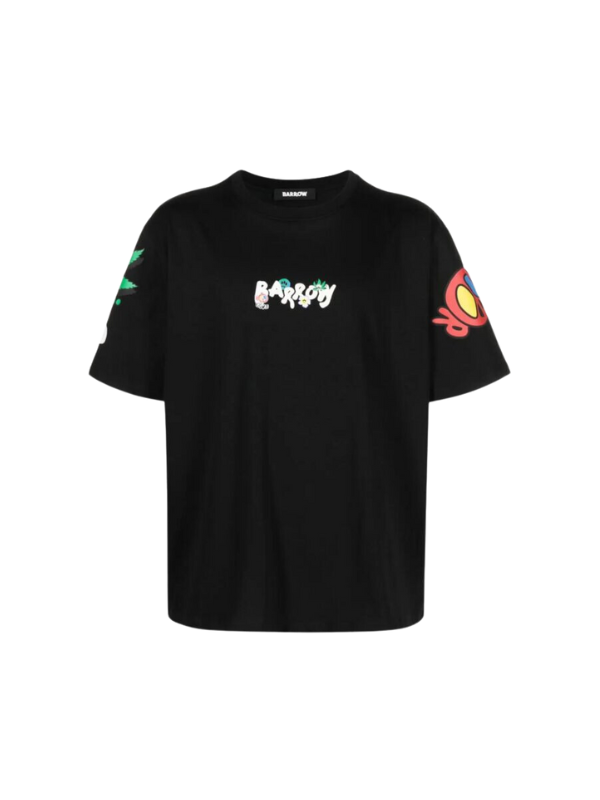 Barrow T-Shirt Leaf On Sleeve Logo Black