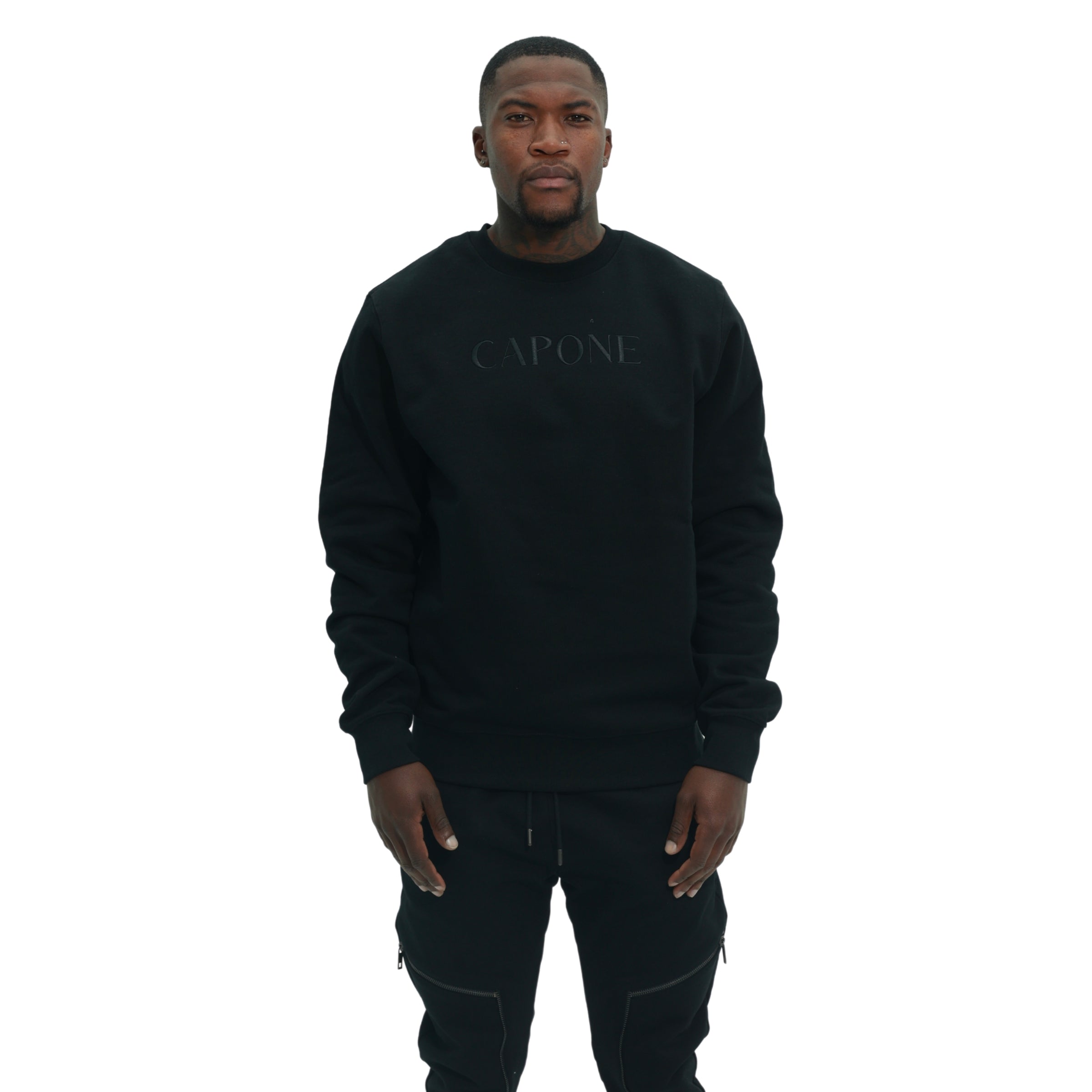 Capone Sweater Back Embroidered Print Black