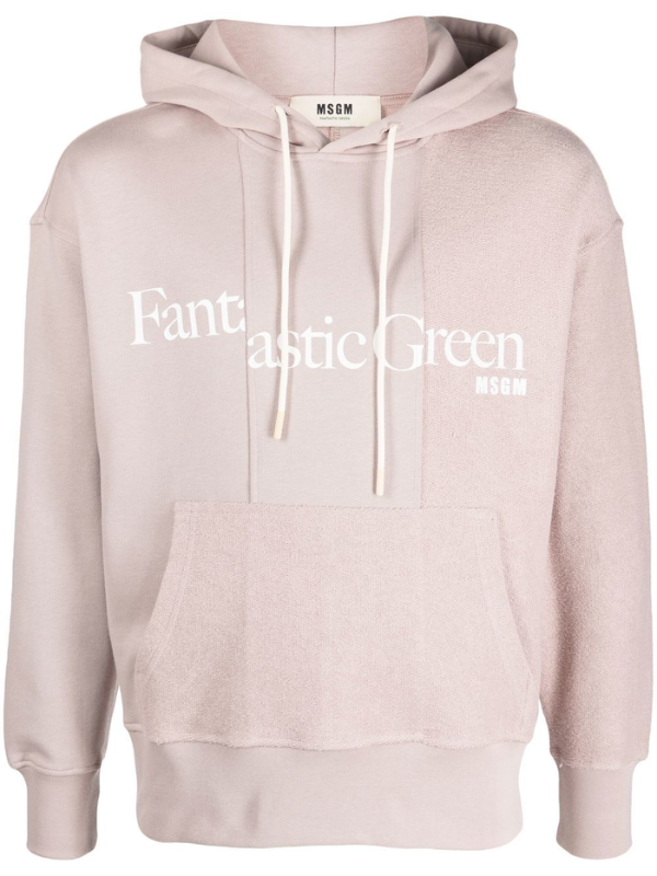 Msgm Hoodie Fantastic Green Dusty Pink