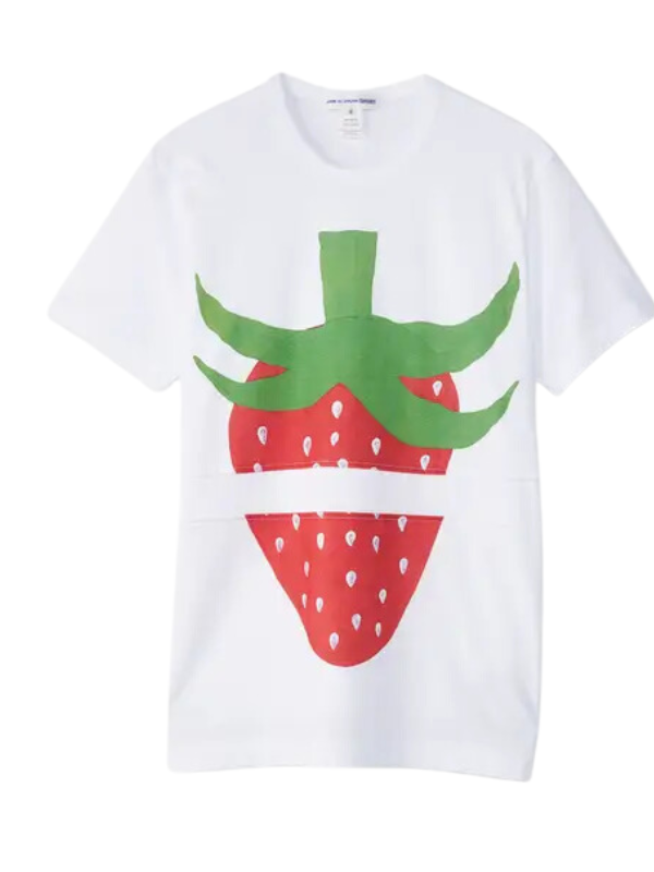 Comme Des Cargons T-Shirt Strawberry White