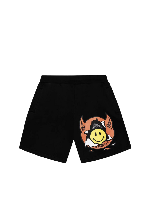 Market Shorts Smiley Inner Peace Washed Black