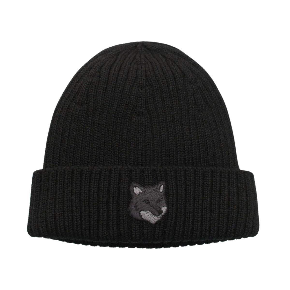 Maison Kitsune Beanie Bold Fox Head Black