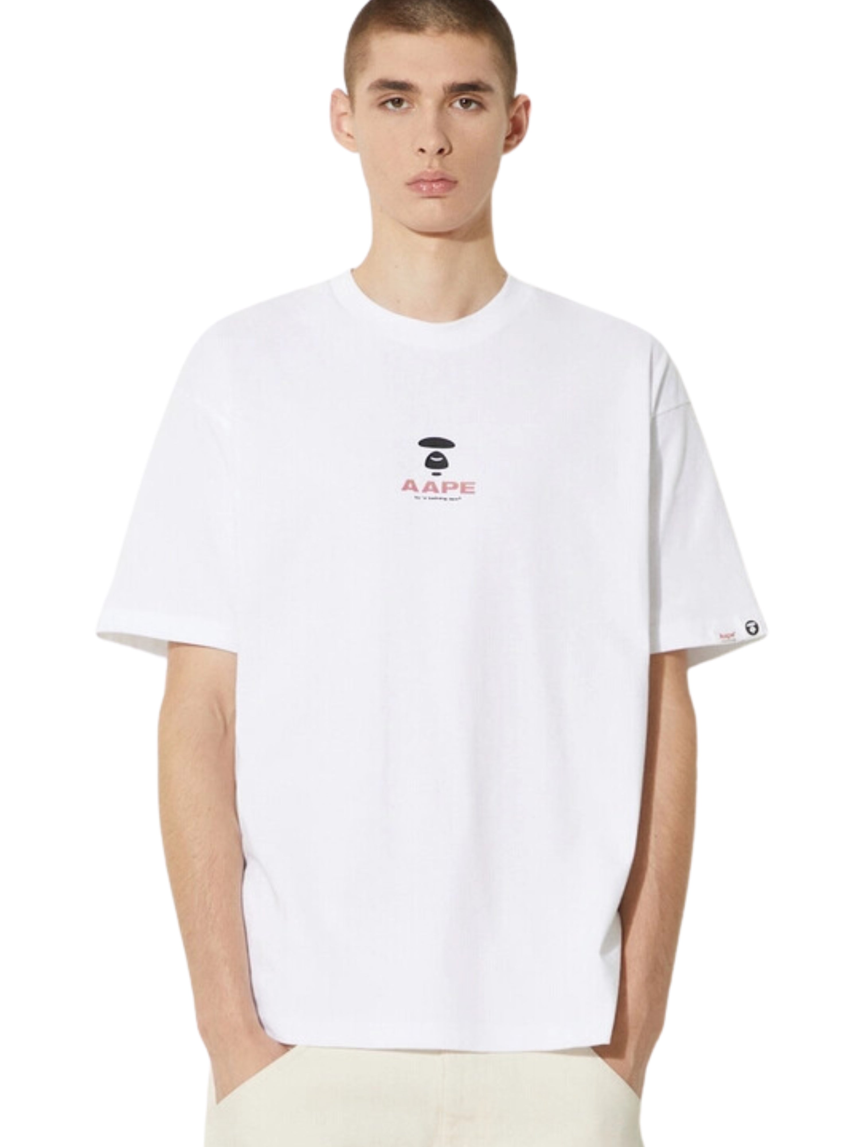 Aape T-Shirt Moon Face Logo White