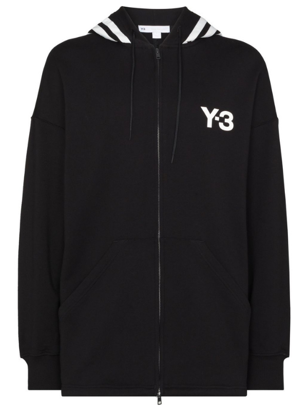 Y-3 Sweater Logo Hoodie Black-White