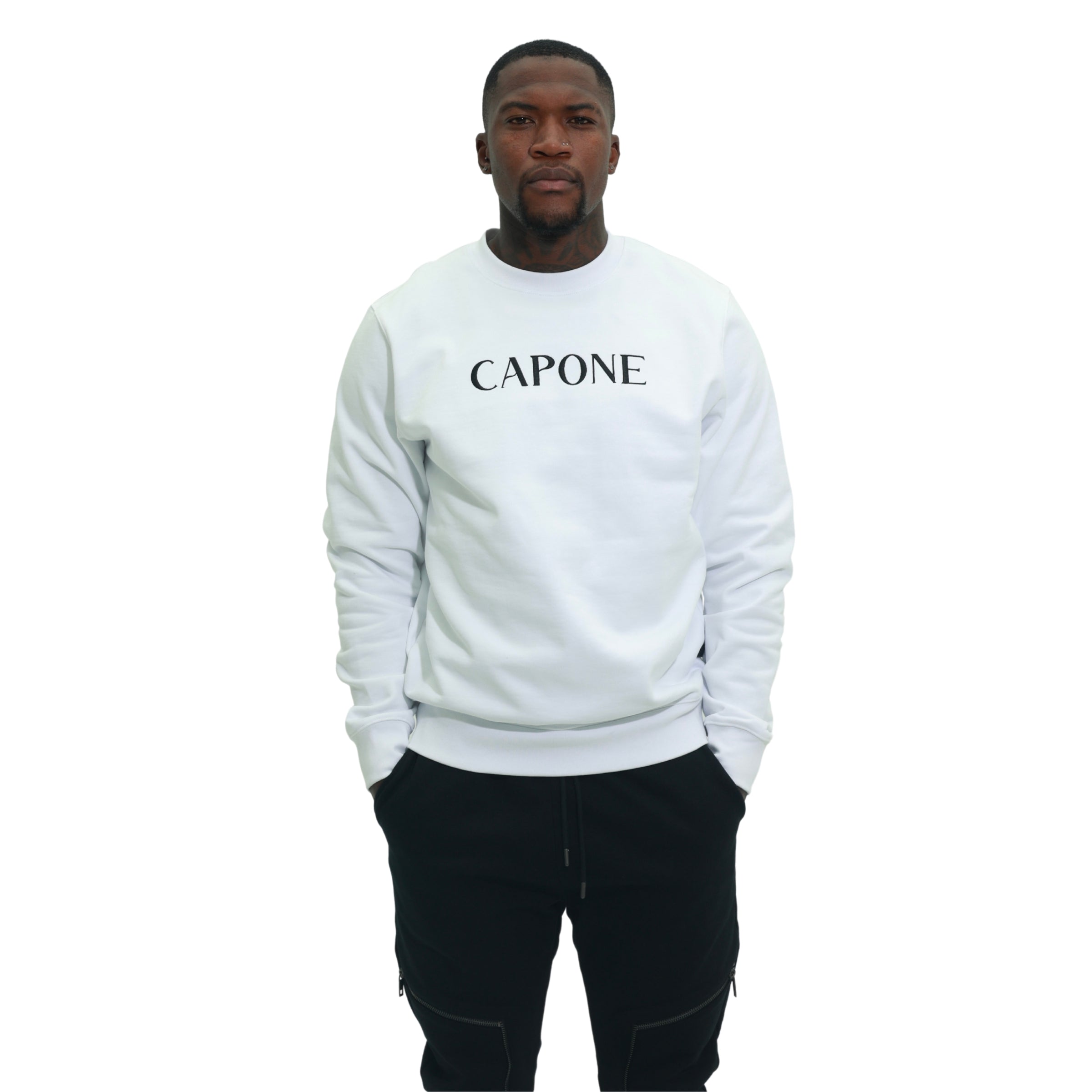 Capone Sweater Back Embroidered Print White