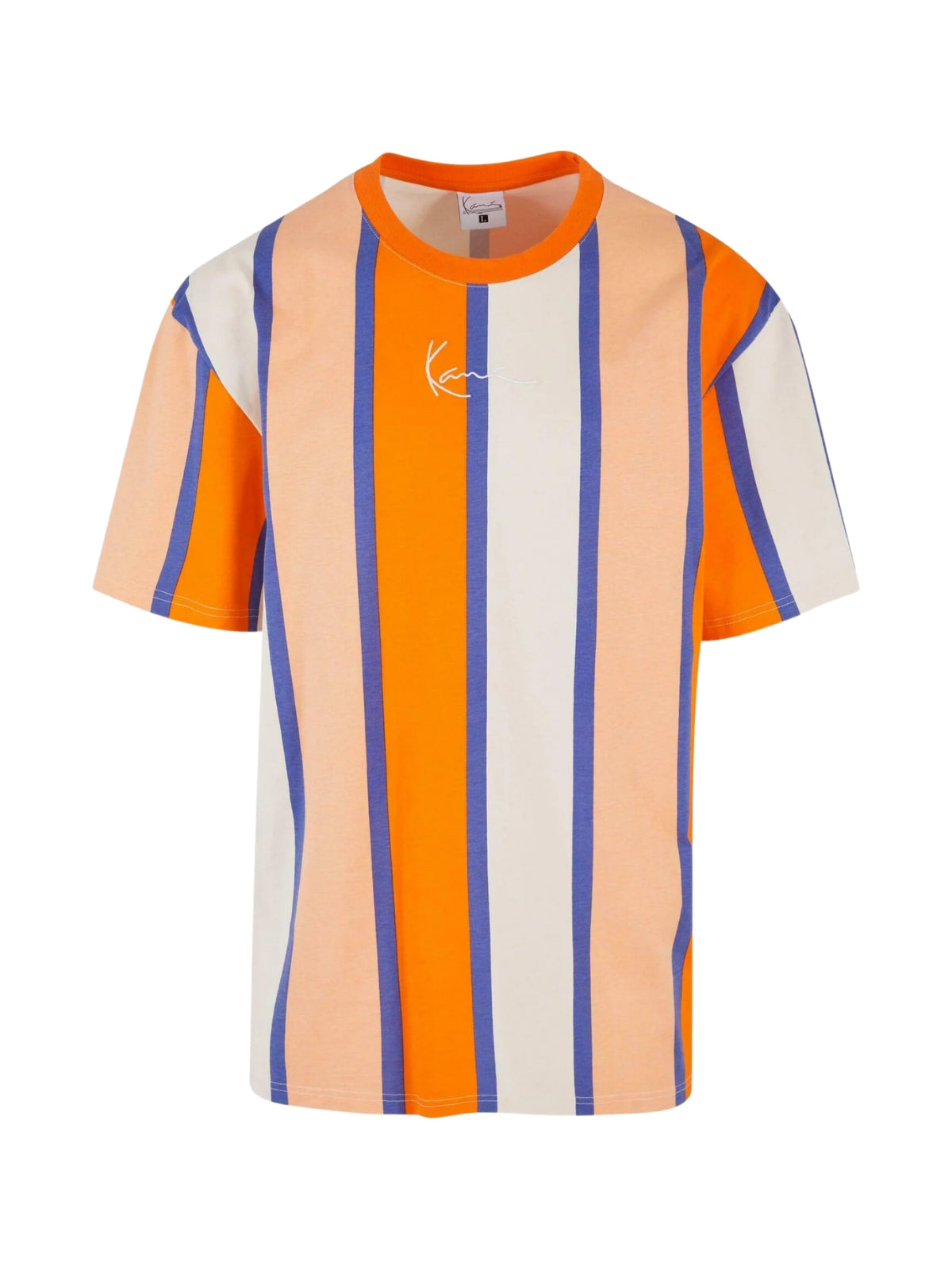 Karl Kani T-Shirt Small Sign Stripe Orange-Apricot-Off-White