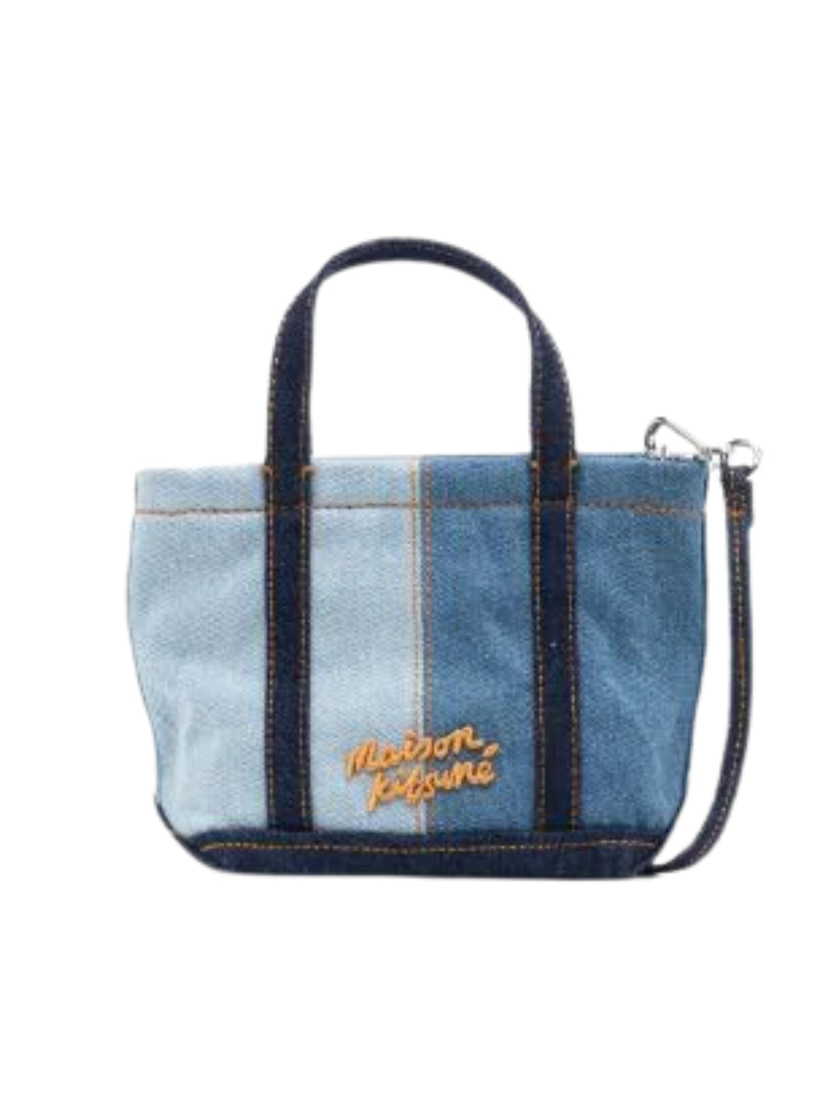 Maison Kitsune Bag Tote Fox Head Mini Denim Washed Indigo