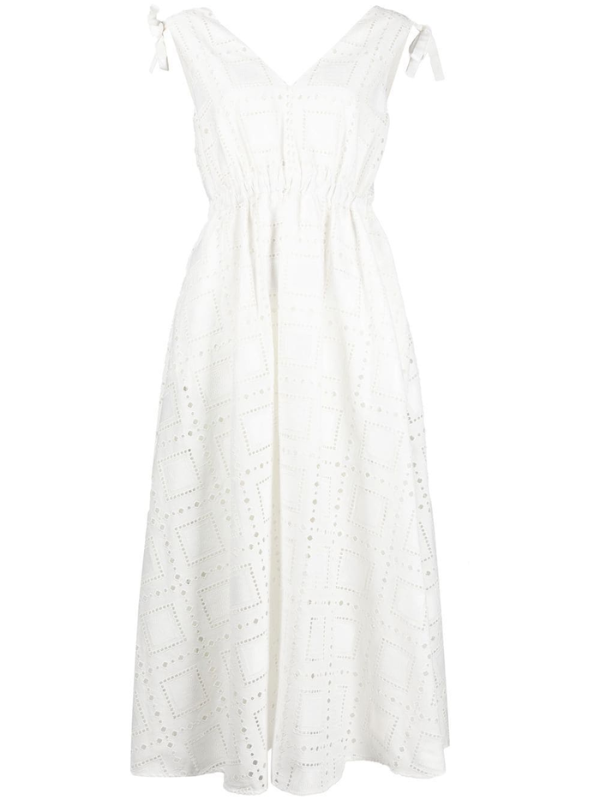 Msgm Dress Sleeveless Cut Out Pattern White